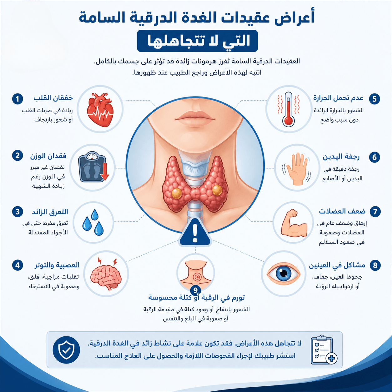 أعراض عقيدات الغدة الدرقية السامة التي لا تتجاهلها
